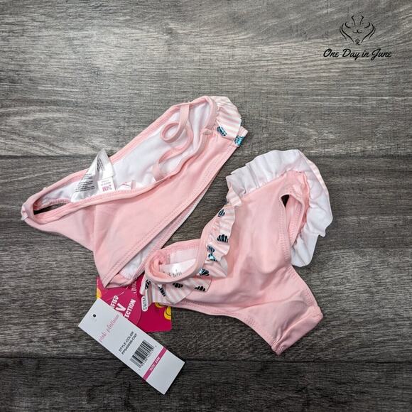 Pink Platinum One Shoulder Bikini Swimsuit Size 24M - Picture 3 of 3